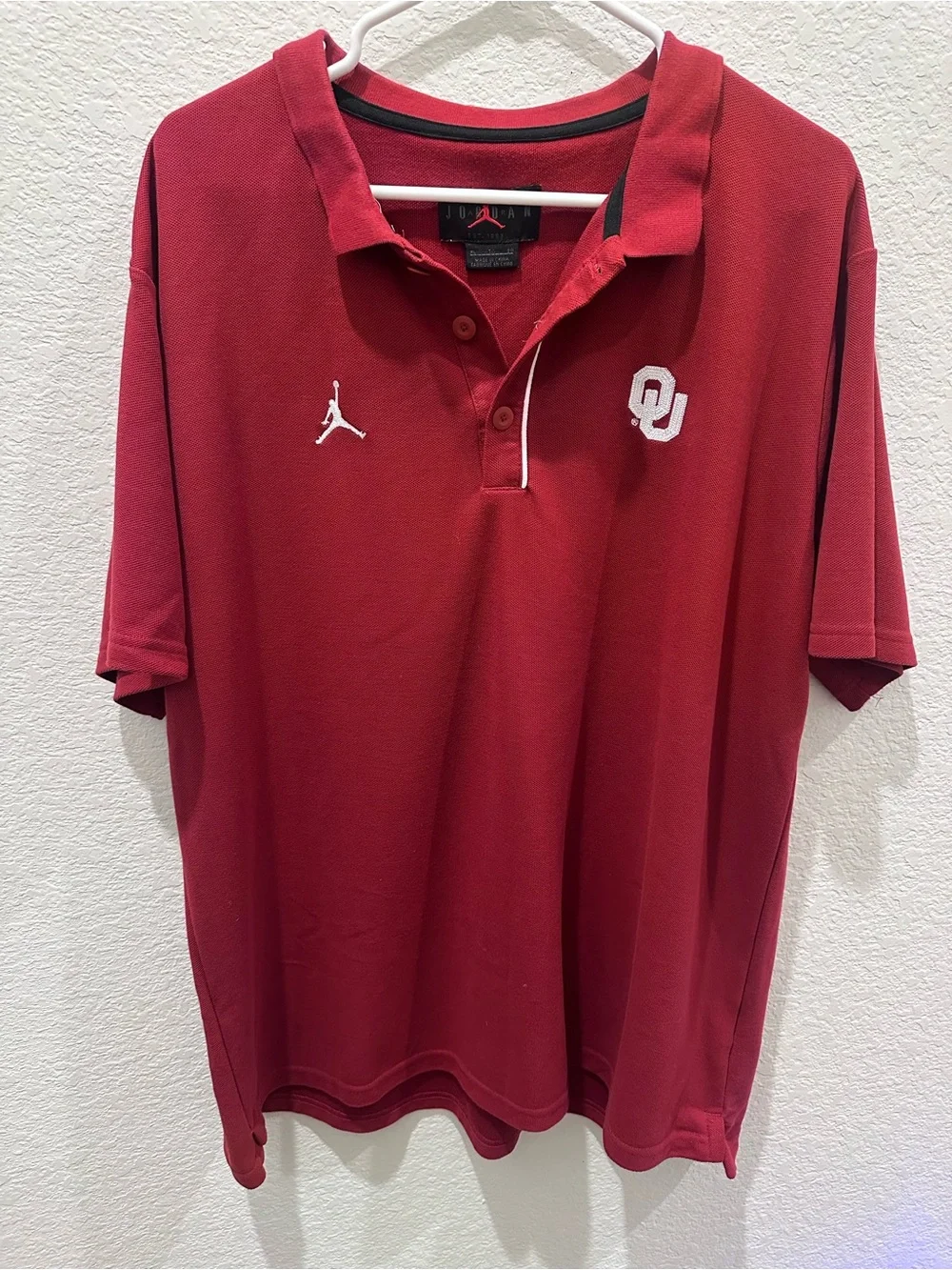 Jordan Oklahoma Sooners Mens XL Polo Shirt Crimson Red NCAA OU Sportswear